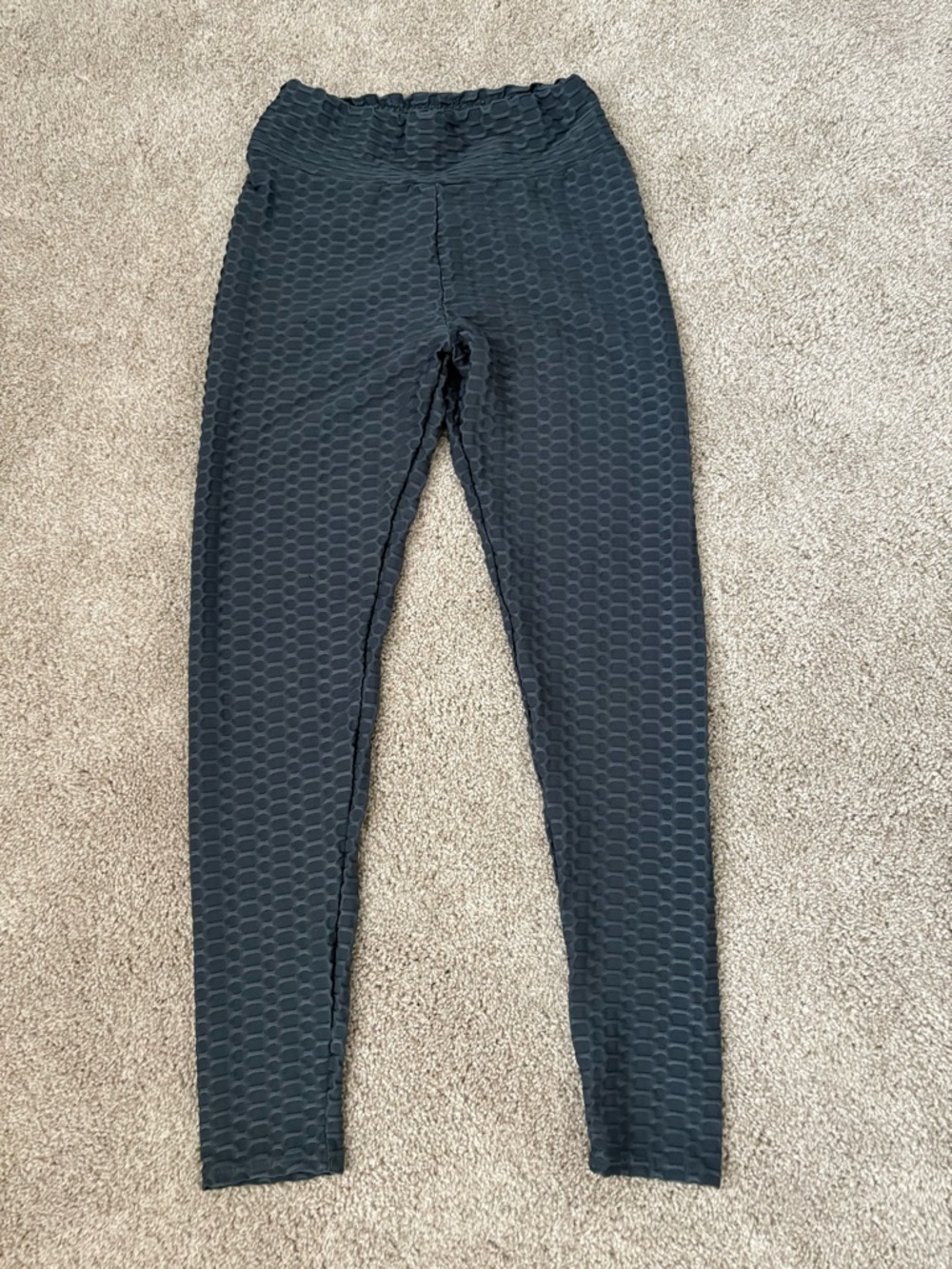 Textured High-Waist Workout Leggings - dark grey